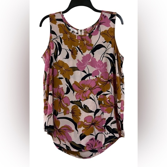 Maurices Tops - Maurices Women’s Sleeveless Blouse Top Large Pink Caramel Back Zipper Office Cas